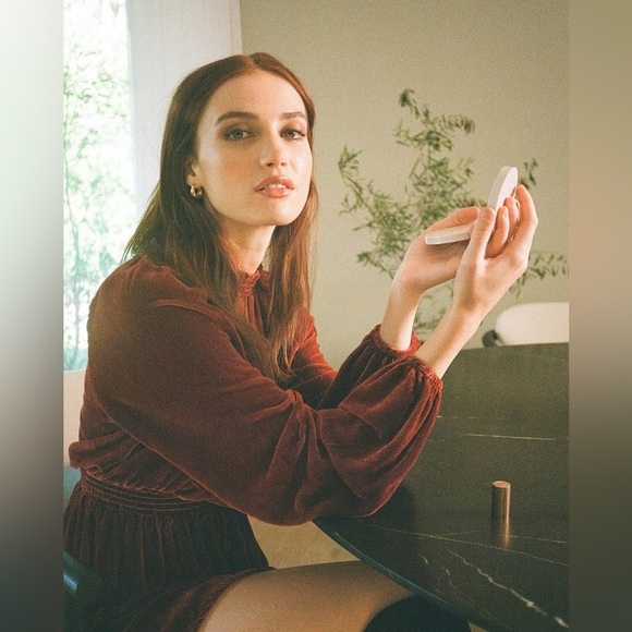 Bella Dahl Ribbed Silk Blend The Ruby Velvet Smocked Raglan Mini Dress Sz Small - Picture 5 of 11